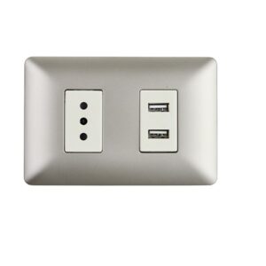 Enchufe Simple 10A 250V + Toma USB Champagne