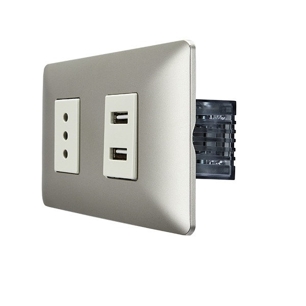 Enchufe Simple 10A 250V + Toma USB Champagne - Imagen 2